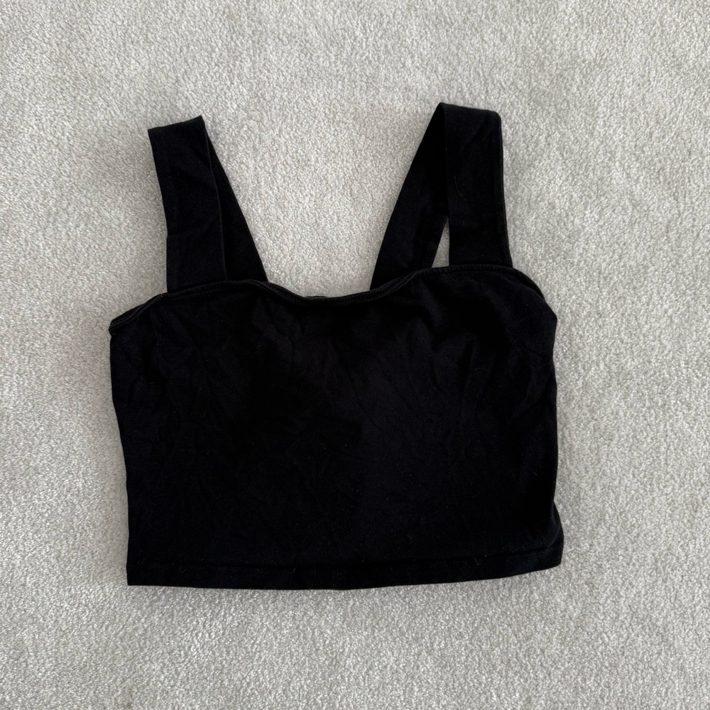 Lush Black Tie Back Crop Top